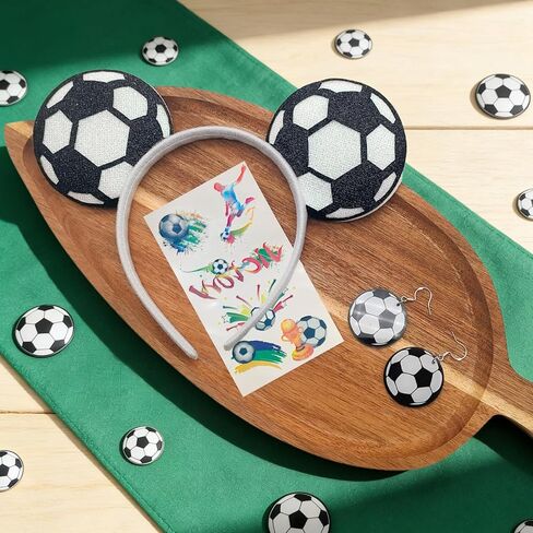 2026 Soccer Headbands for Women Glitter Ball Hair Bands Tattoo Stickers Earrings Soccer Sports Fans Team Party Favor Elastic Hair Accessories for 2026 W.C. Cheerleaders Tournament Adult in Saudi Arabia