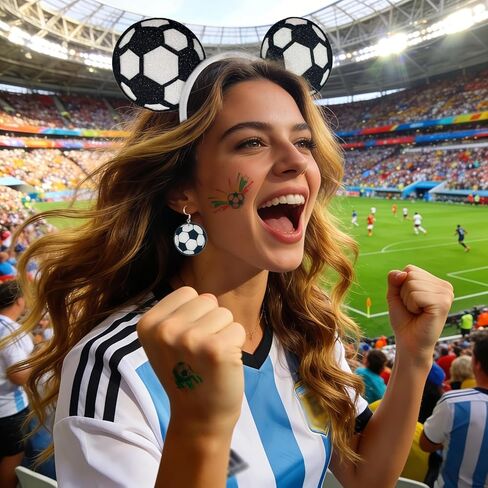 2026 Soccer Headbands for Women Glitter Ball Hair Bands Tattoo Stickers Earrings Soccer Sports Fans Team Party Favor Elastic Hair Accessories for 2026 W.C. Cheerleaders Tournament Adult in Saudi Arabia