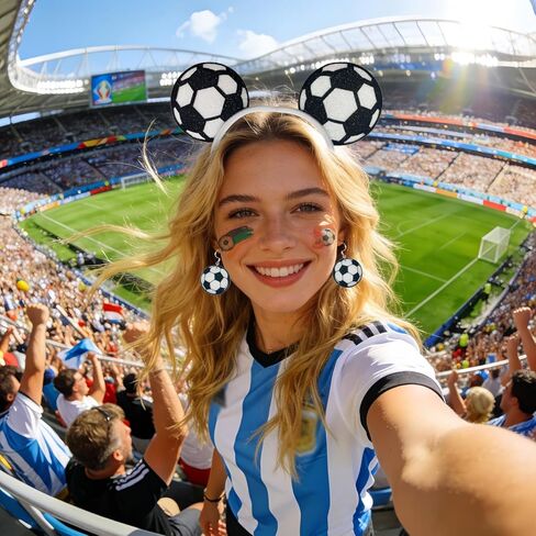 2026 Soccer Headbands for Women Glitter Ball Hair Bands Tattoo Stickers Earrings Soccer Sports Fans Team Party Favor Elastic Hair Accessories for 2026 W.C. Cheerleaders Tournament Adult in Saudi Arabia