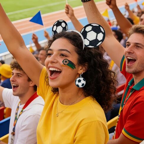 2026 Soccer Headbands for Women Glitter Ball Hair Bands Tattoo Stickers Earrings Soccer Sports Fans Team Party Favor Elastic Hair Accessories for 2026 W.C. Cheerleaders Tournament Adult in Saudi Arabia