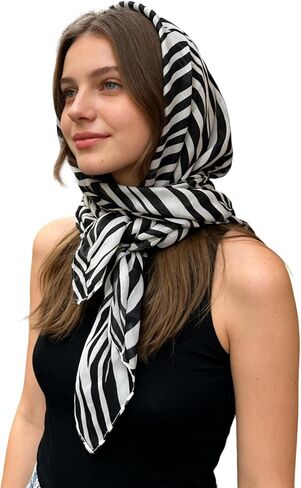 Multi-Usage Lightweight Chiffon Scarfs - Women's Fashion Animal Print Scarf Zebra Stripe Scarves in Saudi Arabia