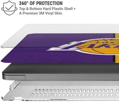 حافظة Skinit + غلاف متوافق مع جهاز MacBook Pro 16in (2021) - تصميم قماشي مرخص رسميًا من NBA Los Angeles Lakers in Saudi Arabia