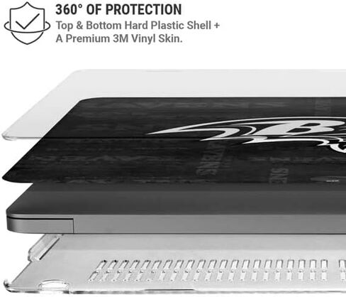 حافظة Skinit + غلاف متوافق مع جهاز MacBook Pro 16in (2021) - تصميم باللونين الأبيض والأسود مرخص رسميًا من NFL Baltimore Ravens in Saudi Arabia