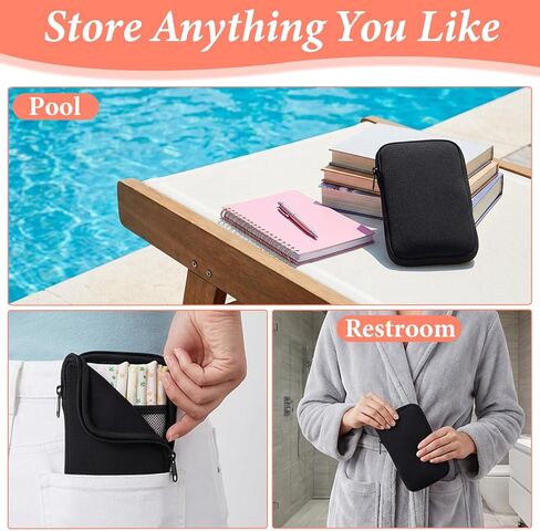 1 Pc Tampon Bag, Tampon Holder for Purse, Portable Tampon Pouch with Strap, Neoprene Travel Friendly Discreet Period Bag for Feminine Products, Waterproof Pad Bag, Black (Bag Only) in Saudi Arabia