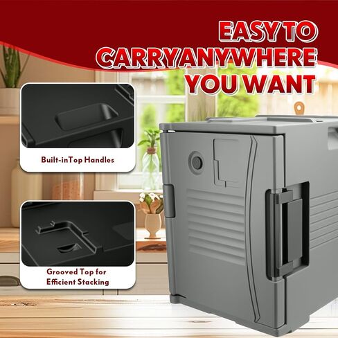 صندوق ساخن معزول 95QT للطعام، تصميم قابل للتكديس لتسخين الطعام التجاري، يحمل 6 مقالي، يحتفظ بالحرارة لمدة 6 ساعات لتقديم الطعام والبوفيه والحفلات والخارجية in Kuwait