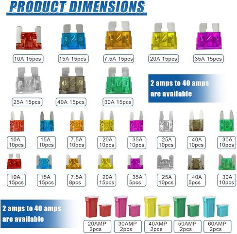 304PCS Car Fuses Assortment Kit, Standard & Small & Mini Blade Fuse with Tester & Fuse Puller, Auto Low & Tall/STD Profile Box Shaped Assorted Fuse Replacement for Truck/Car/Boat (Colorful) in Saudi Arabia