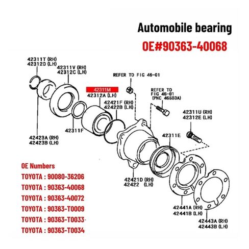 1 Piece OE#90363-40068 Automotive Bearing Suitable for 90363-T0009 DG4090W 40BCV09S1 in Saudi Arabia