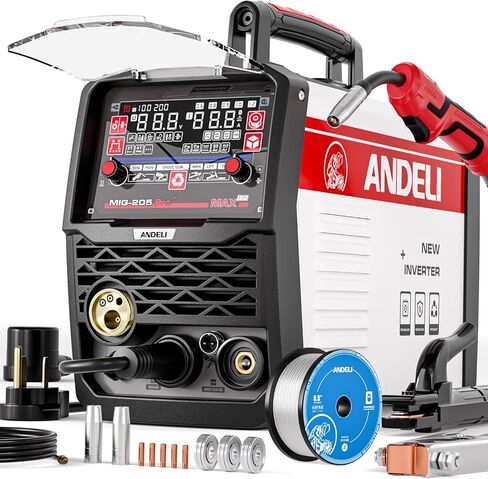 مجموعة لحام قطع البلازما ANDELI، آلة لحام MIG/HF TIG/HF النبضية/العصا/التدفق الأساسية 6 في 1، آلة لحام MIG من الألومنيوم ذات الجهد المزدوج 110 فولت/220 فولت، 160 أمبير MIG/TIG/عصا وقص 40 أمبير in Kuwait