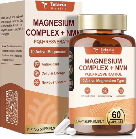 Totaria Magnesium Complex with NMN Supplement, NAD Supplements for Women Sleep & Relax, Boost NAD Levels, Cellular Energy & Anti-Aging, NMN NAD Resveratrol Supplement with PQQ, Non-GMO in Saudi Arabia