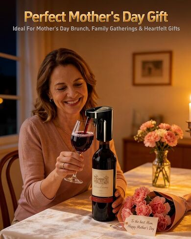 Mothers Day Gift Essential,5-in-1 Electric Wine Decanter & Smart Liquor Dispenser,Automatic Aerator&Pourer with 1-999ml Precision Dosing | Gift for Mom,Women,Dad,Wine&Whiskey Lovers,Birthday (Black) in Saudi Arabia