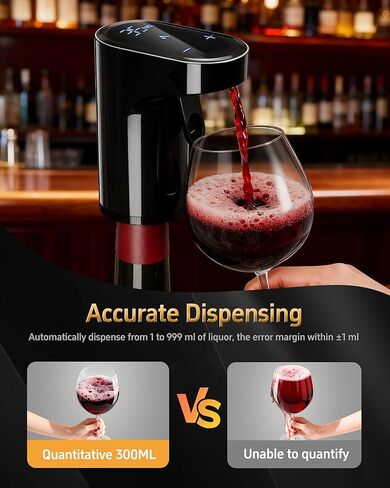 Mothers Day Gift Essential,5-in-1 Electric Wine Decanter & Smart Liquor Dispenser,Automatic Aerator&Pourer with 1-999ml Precision Dosing | Gift for Mom,Women,Dad,Wine&Whiskey Lovers,Birthday (Black) in Saudi Arabia