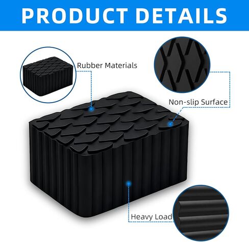 4 Pcs Solid Rubber Auto Lift Pads,6.3" x4.7" x 3.1" Anti Skid Rubber Blocks for Car Lift,Jacks and Racks,Jack Stand Pads 3000Lbs Capacity (6.3" x4.7" x 3.1") in Saudi Arabia