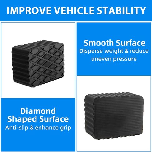 4 Pcs Solid Rubber Auto Lift Pads,6.3" x4.7" x 3.1" Anti Skid Rubber Blocks for Car Lift,Jacks and Racks,Jack Stand Pads 3000Lbs Capacity (6.3" x4.7" x 3.1") in Saudi Arabia