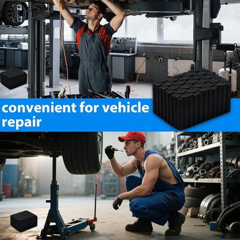 4 Pcs Solid Rubber Auto Lift Pads,6.3" x4.7" x 3.1" Anti Skid Rubber Blocks for Car Lift,Jacks and Racks,Jack Stand Pads 3000Lbs Capacity (6.3" x4.7" x 3.1") in Saudi Arabia