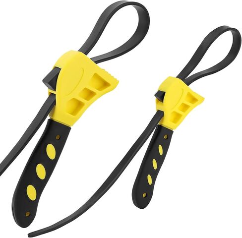 QWORK Adjustable Rubber Strap Wrench Set 24" & 19.7" – Multi-Purpose Grip Tool for Jar, Filter & Pipe Tasks in Saudi Arabia