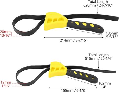 QWORK Adjustable Rubber Strap Wrench Set 24" & 19.7" – Multi-Purpose Grip Tool for Jar, Filter & Pipe Tasks in Saudi Arabia