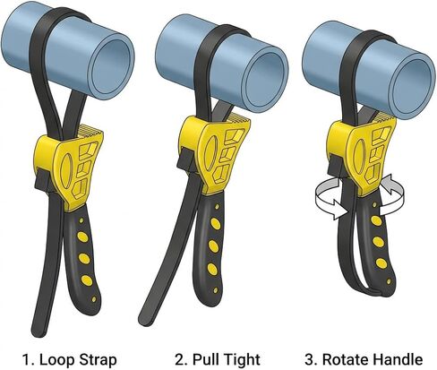 QWORK Adjustable Rubber Strap Wrench Set 24" & 19.7" – Multi-Purpose Grip Tool for Jar, Filter & Pipe Tasks in Saudi Arabia