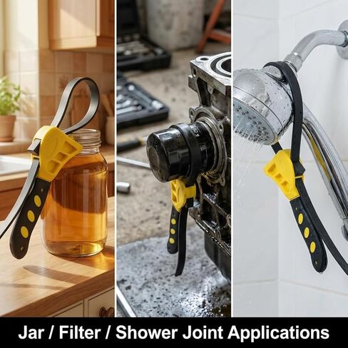 QWORK Adjustable Rubber Strap Wrench Set 24" & 19.7" – Multi-Purpose Grip Tool for Jar, Filter & Pipe Tasks in Saudi Arabia