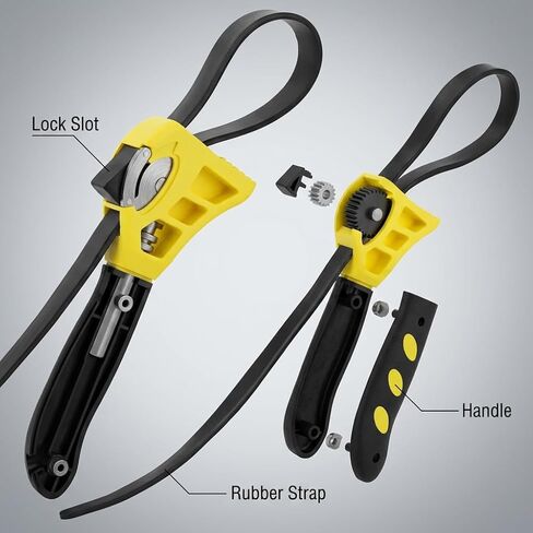 QWORK Adjustable Rubber Strap Wrench Set 24" & 19.7" – Multi-Purpose Grip Tool for Jar, Filter & Pipe Tasks in Saudi Arabia