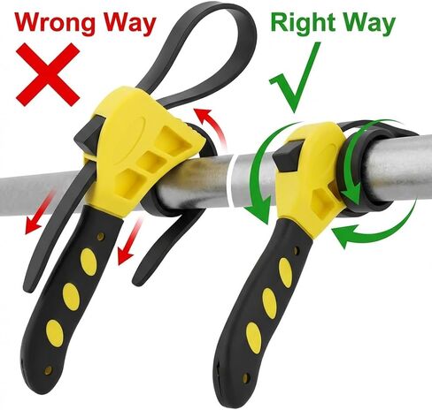 QWORK Adjustable Rubber Strap Wrench Set 24" & 19.7" – Multi-Purpose Grip Tool for Jar, Filter & Pipe Tasks in Saudi Arabia