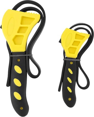 QWORK Adjustable Rubber Strap Wrench Set 24" & 19.7" – Multi-Purpose Grip Tool for Jar, Filter & Pipe Tasks in Saudi Arabia