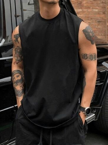 Mens Tank Top, Sleeveless Athletic Shirt, Soft Stretch Summer Workout Top, Sizes S-XL in Saudi Arabia