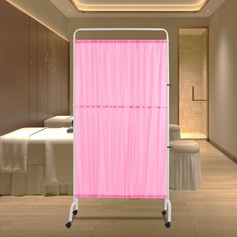 Medical Privacy Screen, 35.4" Wx70.9 H Movable Room Divider with Lockable Casters Freestanding Foldable Rolling Temporary Wall Partition for Clinic Office Beauty Salon Hospitals (Pink) in Saudi Arabia