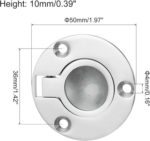 #US 2Pcs Flush Ring Pull Handle 50 Mm 316 Stainless Steel Round Recessed Door Pull in Saudi Arabia