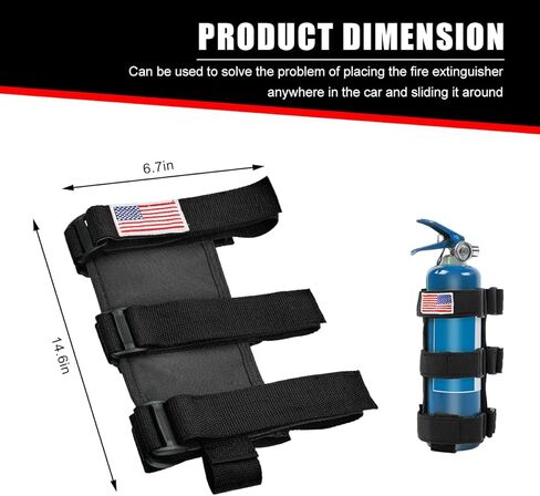 Fire Extinguisher Holder, Adjustable Roll Bar Extinguisher Fixed Belt with USA Flag Pattern, Fire Extinguisher Strap Mount Holder for Wrangler JK JKU TJ CJ Gladiator (Black) in Saudi Arabia