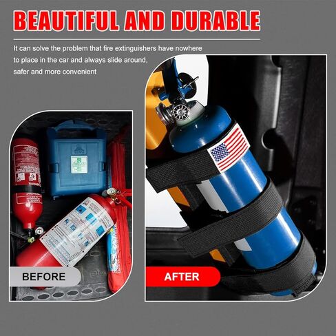 Fire Extinguisher Holder, Adjustable Roll Bar Extinguisher Fixed Belt with USA Flag Pattern, Fire Extinguisher Strap Mount Holder for Wrangler JK JKU TJ CJ Gladiator (Black) in Saudi Arabia