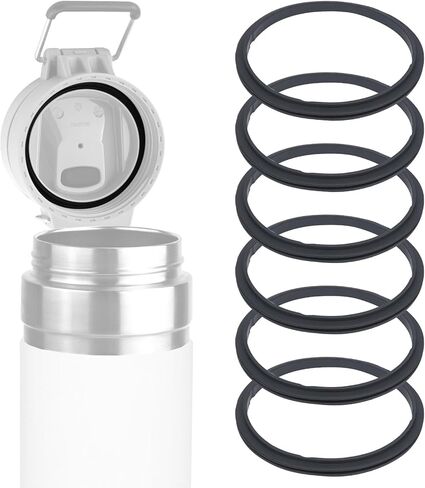 Linkidea 6 Pack Water Bottle Gasket Replacement Compatible with Stanley Quick FILP GO 24oz/36oz Waterbottle, Silicone O Ring Leak Proof Rubber Seal with Tweezer for Bottle Lid, Black in Saudi Arabia
