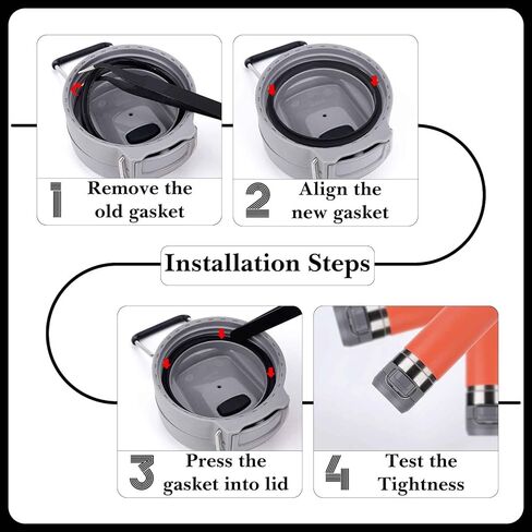 Linkidea 6 Pack Water Bottle Gasket Replacement Compatible with Stanley Quick FILP GO 24oz/36oz Waterbottle, Silicone O Ring Leak Proof Rubber Seal with Tweezer for Bottle Lid, Black in Saudi Arabia