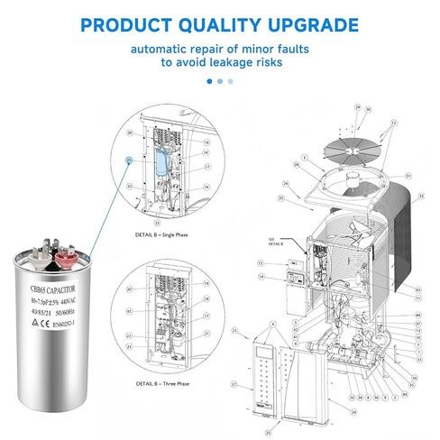 for 473731Z Heat Pump Capacitor Replacement Compatible with Pentair UltraTemp Pool and Spa Heat Pumps 80+7.5 uF 440V AC 50/60Hz Start/Run Motor Capacitor for Fan and Compressor Applications in Saudi Arabia