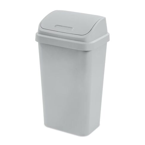 Kitchen Trash Can, 13 Gallon Plastic Garbage Bin with Swing Top Lid, White, Gray(Gray) in Saudi Arabia