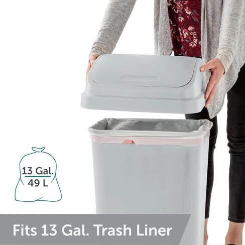 Kitchen Trash Can, 13 Gallon Plastic Garbage Bin with Swing Top Lid, White, Gray(Gray) in Saudi Arabia