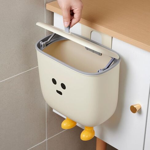 9L Kitchen Compost Bin for Countertop or Under Sink - Hanging Small Trash Can with Lid for Cupboard/Bathroom/Bedroom/Office/Camping, Mountable Indoor Compost Bucket (White) in Saudi Arabia