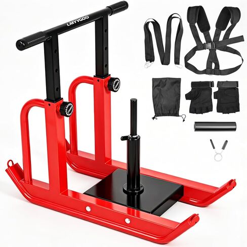 Heavy-Duty Adjustable Training Sled, 5-Level Height Adjustment, Push/Pull Dual-Use, Compatible with 1" & 2" Weight Plates, Strength & Speed Training for Soccer, Fitness & Conditioning, All-Ages in Saudi Arabia