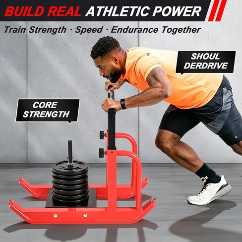 Heavy-Duty Adjustable Training Sled, 5-Level Height Adjustment, Push/Pull Dual-Use, Compatible with 1" & 2" Weight Plates, Strength & Speed Training for Soccer, Fitness & Conditioning, All-Ages in Saudi Arabia