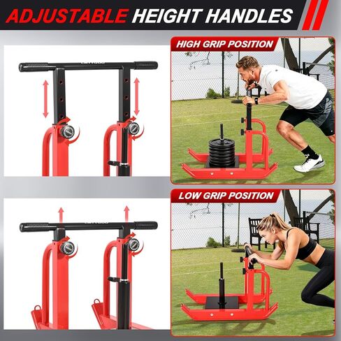 Heavy-Duty Adjustable Training Sled, 5-Level Height Adjustment, Push/Pull Dual-Use, Compatible with 1" & 2" Weight Plates, Strength & Speed Training for Soccer, Fitness & Conditioning, All-Ages in Saudi Arabia