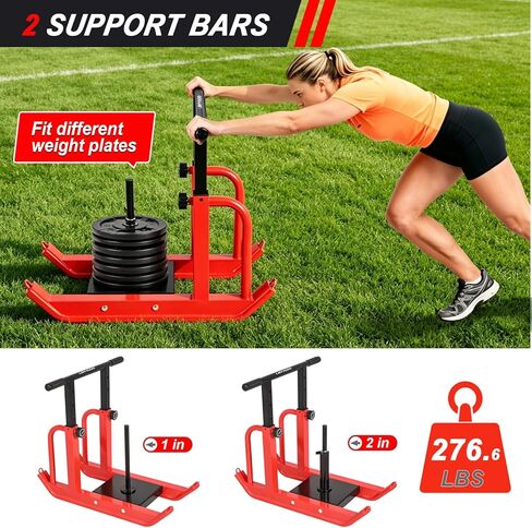 Heavy-Duty Adjustable Training Sled, 5-Level Height Adjustment, Push/Pull Dual-Use, Compatible with 1" & 2" Weight Plates, Strength & Speed Training for Soccer, Fitness & Conditioning, All-Ages in Saudi Arabia