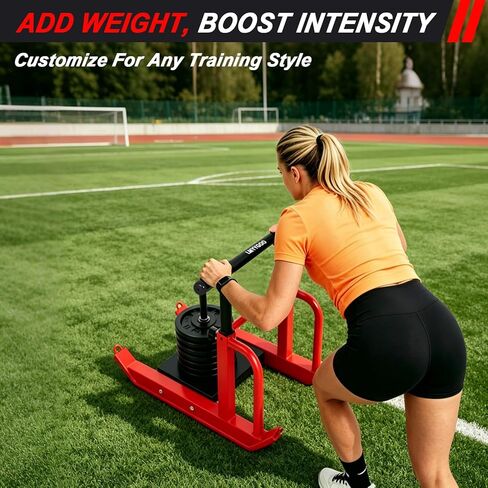 Heavy-Duty Adjustable Training Sled, 5-Level Height Adjustment, Push/Pull Dual-Use, Compatible with 1" & 2" Weight Plates, Strength & Speed Training for Soccer, Fitness & Conditioning, All-Ages in Saudi Arabia