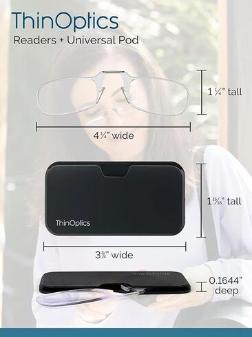 مجموعة ThinOptics الأكثر مبيعًا - نظارات قراءة بدون ذراع على الأنف مع حافظة للهاتف وحقيبة سلسلة مفاتيح للقارئ in Kuwait