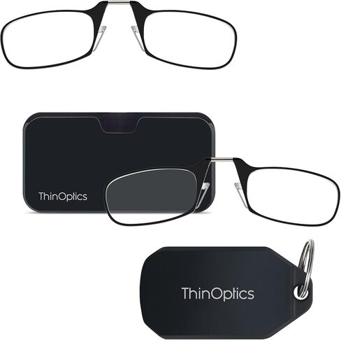 مجموعة ThinOptics الأكثر مبيعًا - نظارات قراءة بدون ذراع على الأنف مع حافظة للهاتف وحقيبة سلسلة مفاتيح للقارئ in Kuwait