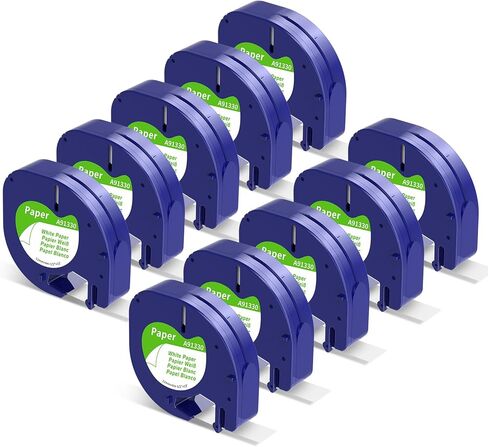 Label KINGDOM Black Tape Compatible with Dymo Letratag Label Maker Refills White on Black Plastic LT Labeling Tape 12mm x 4m for DYMO LetraTag LT-100T LT-100H LT200B QX50 Labeler, 5 Pack in Saudi Arabia