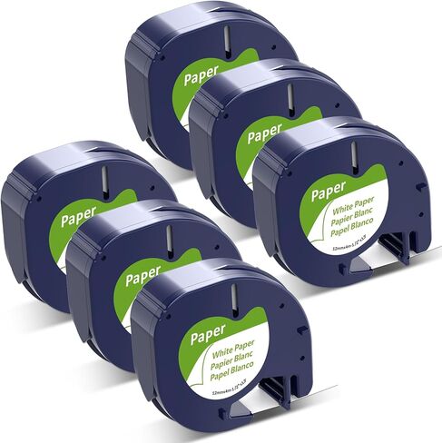 Label KINGDOM Black Tape Compatible with Dymo Letratag Label Maker Refills White on Black Plastic LT Labeling Tape 12mm x 4m for DYMO LetraTag LT-100T LT-100H LT200B QX50 Labeler, 5 Pack in Saudi Arabia