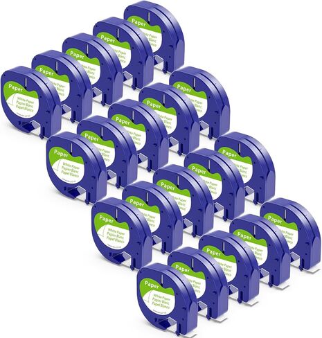 Label KINGDOM Black Tape Compatible with Dymo Letratag Label Maker Refills White on Black Plastic LT Labeling Tape 12mm x 4m for DYMO LetraTag LT-100T LT-100H LT200B QX50 Labeler, 5 Pack in Saudi Arabia
