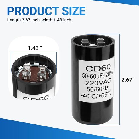 مكثف باب المرآب X-18004-B متوافق مع محرك باب المرآب Genie 18004-B، 50-60 MFD 220 VAC 50/60 هرتز استبدال مكثف باب المرآب in Kuwait