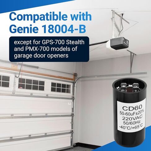 مكثف باب المرآب X-18004-B متوافق مع محرك باب المرآب Genie 18004-B، 50-60 MFD 220 VAC 50/60 هرتز استبدال مكثف باب المرآب in Kuwait