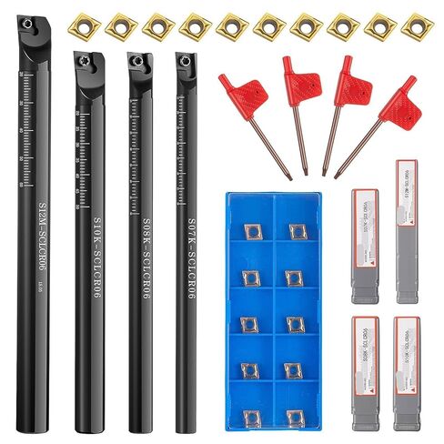 S07K/S08K/S10K/S12M-SCLCR06 مجموعة قضبان التثقيب مع 10 قطع CCMT060204 تحول إدراجات، مخرطة CNC مجموعة حامل أدوات الخراطة الداخلية in Saudi Arabia