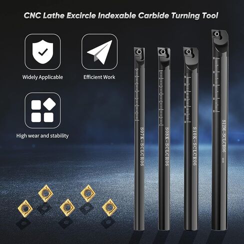 S07K/S08K/S10K/S12M-SCLCR06 مجموعة قضبان التثقيب مع 10 قطع CCMT060204 تحول إدراجات، مخرطة CNC مجموعة حامل أدوات الخراطة الداخلية in Saudi Arabia